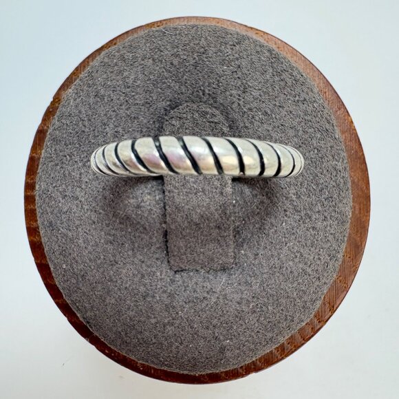 VTG Solid Sterling SIlver 925 Twist Design Half Round Band Ring Size 6 - Picture 4 of 11